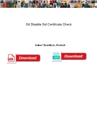 Git Disable Ssl Certificate Check
