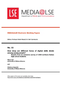 How Deep Are Different Forms of Digital Skills Divide Among Young People? Results from an Extensive Survey of 1000 Northern-Italian High School Students