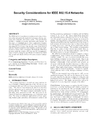 Security Considerations for IEEE 802.15.4 Networks