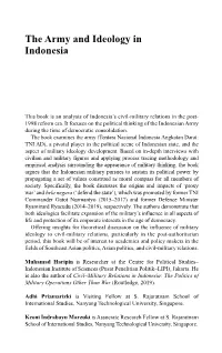 The Army and Ideology in Indonesia; from Dwifungsi to Bela Negara