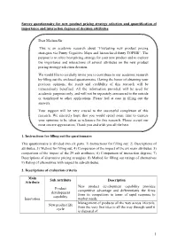 1 Survey Questionnaire for New Product Pricing Strategy Selection
