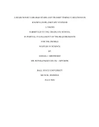 A Search for Variable Stars and Transit Timing Variations In