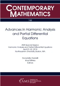 Advances in Harmonic Analysis and Partial Differential Equations