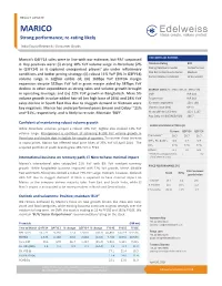 MARICO Strong Performance; Re-Rating Likely