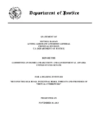 Mythili Raman Acting Assistant Attorney General Criminal Division U.S