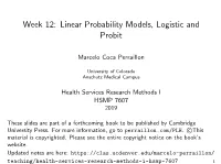 Week 12: Linear Probability Models, Logistic and Probit
