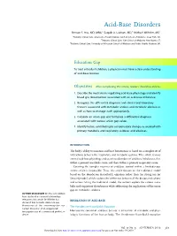 Acid-Base Disorders