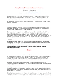 Belay Device Theory, Testing and Practice Theory