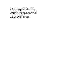 Conceptualizing Our Interpersonal Impressions