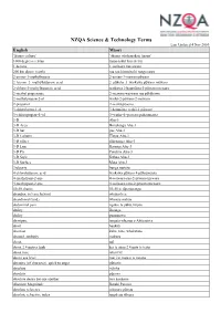 NZQA Science & Technology Terms