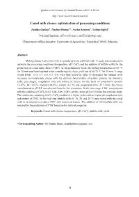 Camel Milk Cheese: Optimization of Processing Conditions