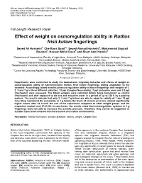 Effect of Weight on Osmoregulation Ability in Rutilus Frisii Kutum Fingerlings