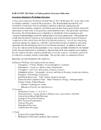 Geoscience Employers Workshop Outcomes: a Geoscience Employers Workshop Was Held May 27-28 in Washington D.C