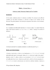 Lecture Notes – 1