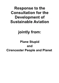 Response to the Consultation for the Development of Sustainable Aviation Jointly From