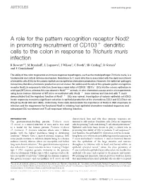 A Role for the Pattern Recognition Receptor Nod2 in Promoting Recruitment of CD103&Plus; Dendritic Cells to the Colon In
