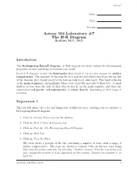 Astron 104 Laboratory #7 the H-R Diagram Section 10.1, 10.5