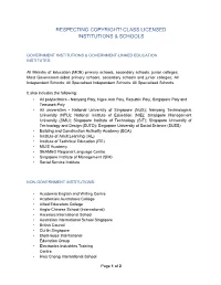 Class Licensed Institutions & Schools