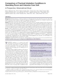 Comparison of Tracheal Intubation Conditions in Operating Room and Intensive Care Unit a Prospective, Observational Study
