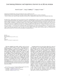 Lion Hunting Behaviour and Vegetation Structure in an African Savanna