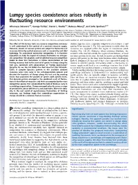 Lumpy Species Coexistence Arises Robustly in Fluctuating Resource Environments