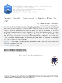 Querying Capability Enhancement in Database Using Fuzzy Logic by Amit Garg & Dr