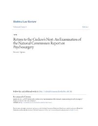 The Cuckoo's Nest: an Examination of the National Commission Report on Psychosurgery Steven C