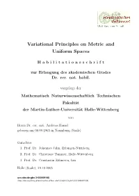 Variational Principles on Metric and Uniform Spaces