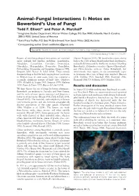 Animal-Fungal Interactions 1: Notes on Bowerbird's Use of Fungi