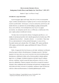 Endogenous Growth Theory and Models: the “First Wave”, 1952–1973