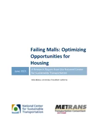Failing Malls: Optimizing Opportunities for Housing a Research Report from the National Center June 2021 for Sustainable Transportation
