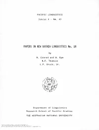 PAPERS in NEW GUINEA LINGUISTICS No. 18
