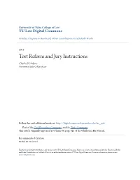 Tort Reform and Jury Instructions Charles W