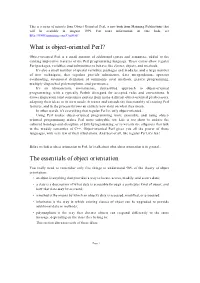 What Is Object-Oriented Perl?