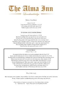 While You Wait Starters and Lighter Dishes Platter