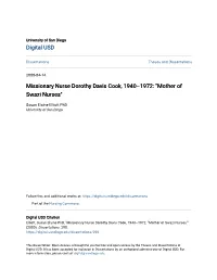 Missionary Nurse Dorothy Davis Cook, 1940–1972: "Mother of Swazi Nurses"