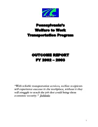 Pennsylvania's Welfare to Work Transportation Program