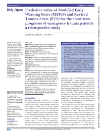 Predictive Value of Modified Early Warning Score (MEWS)