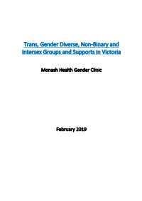 Trans, Gender Diverse, Non-Binary and Intersex Groups and Supports in Victoria