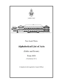 Alphabetical List of Acts