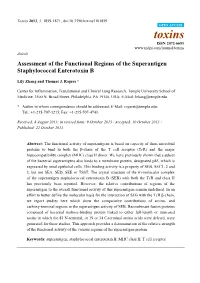 Assessment of the Functional Regions of the Superantigen Staphylococcal Enterotoxin B