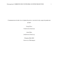 Communication Networks and Peer Production 1