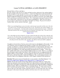 Lesson 7A FINAL (GENERAL Or LAST) JUDGMENT