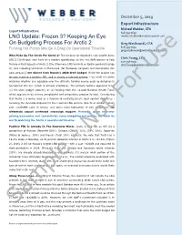 LNG Update: Frozen 3? Keeping an Eye on Budgeting Process For