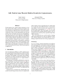 Sok: Tools for Game Theoretic Models of Security for Cryptocurrencies