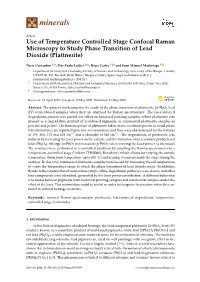 Use of Temperature Controlled Stage Confocal Raman Microscopy to Study Phase Transition of Lead Dioxide (Plattnerite)