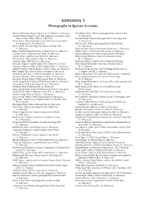Appendix 3 Photographs in Species Accounts