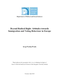Attitudes Towards Immigration and Voting Behaviour in Europe