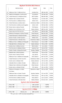 Big Bash T20 2014-2015 Fixtures