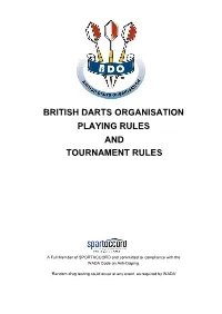 British Darts Organisation Playing Rules and Tournament Rules